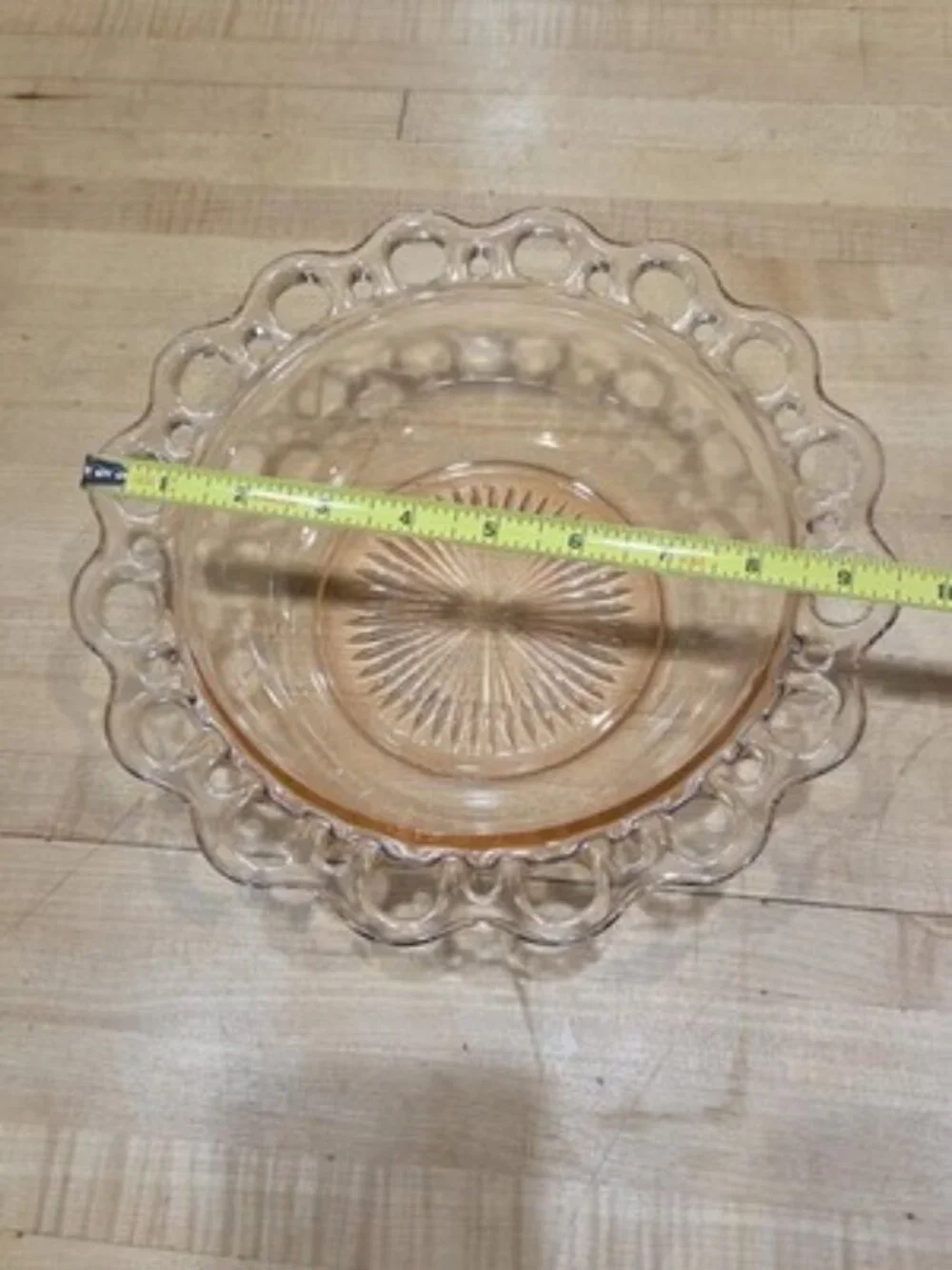 Vintage Anchor Hocking Old Colony Pink Depression Glass Lace Edge Bowl 9.5